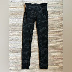 Spanx Black Faux Leather Camo Camouflage Leggings